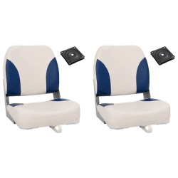 Ensemble de sièges de bateau pliables 4 pcs oreiller bleu blanc 
