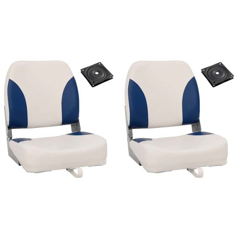 Ensemble de sièges de bateau pliables 4 pcs oreiller bleu blanc 