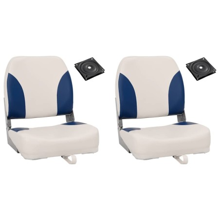 Ensemble de sièges de bateau pliables 4 pcs oreiller bleu blanc 