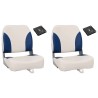 Ensemble de sièges de bateau pliables 4 pcs oreiller bleu blanc 