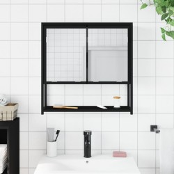 Armoire à miroir de salle de bain noir bois d'ingénierie 