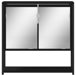 Armoire à miroir de salle de bain noir bois d'ingénierie 