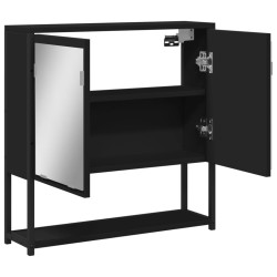 Armoire à miroir de salle de bain noir bois d'ingénierie 