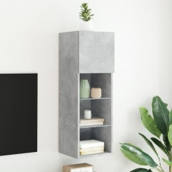 Meuble TV avec lumières LED gris béton 30,5x30x90 cm 