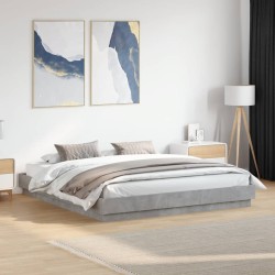 Cadre de lit sans matelas gris béton 180x200 cm 
