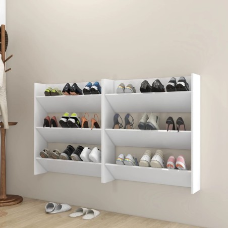 Armoires à chaussures murales 2 pcs Blanc 80x18x90 cm Aggloméré 