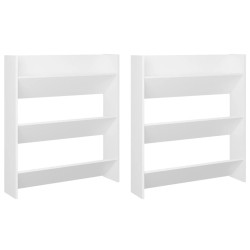 Armoires à chaussures murales 2 pcs Blanc 80x18x90 cm Aggloméré 