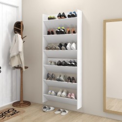 Armoires à chaussures murales 2 pcs Blanc 80x18x90 cm Aggloméré 
