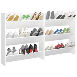 Armoires à chaussures murales 2 pcs Blanc 80x18x90 cm Aggloméré 