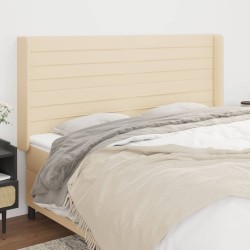 Tête de lit avec oreilles Crème 163x16x118/128 cm Tissu 