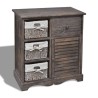 Armoire en bois 3 paniers gauches en tissage Marron  