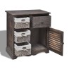 Armoire en bois 3 paniers gauches en tissage Marron  