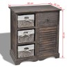 Armoire en bois 3 paniers gauches en tissage Marron  