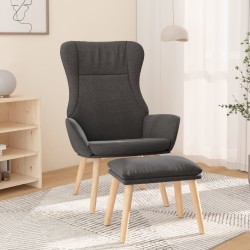 Chaise de relaxation avec repose-pied Gris foncé Tissu 
