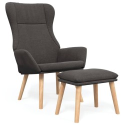 Chaise de relaxation avec repose-pied Gris foncé Tissu 