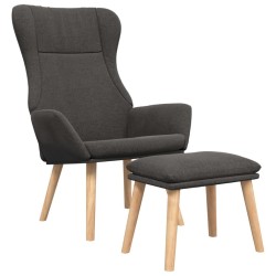 Chaise de relaxation avec repose-pied Gris foncé Tissu 