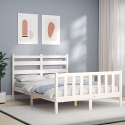 Cadre de lit sans matelas blanc 140x200 cm bois de pin massif 