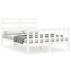 Cadre de lit sans matelas blanc 140x200 cm bois de pin massif 