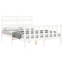 Cadre de lit sans matelas blanc 140x200 cm bois de pin massif 
