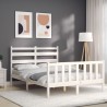 Cadre de lit sans matelas blanc 140x200 cm bois de pin massif 