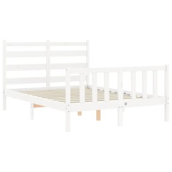 Cadre de lit sans matelas blanc 140x200 cm bois de pin massif 