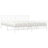 Cadre de lit métal sans matelas et pied de lit blanc 193x203 cm 