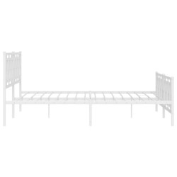 Cadre de lit métal sans matelas et pied de lit blanc 193x203 cm 