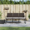 Banc de jardin à 3 places avec coussins marron PP rotin 