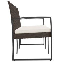 Banc de jardin à 3 places avec coussins marron PP rotin 