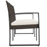 Banc de jardin à 3 places avec coussins marron PP rotin 