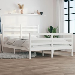 Cadre de lit sans matelas bois de pin massif 140x200 cm blanc 