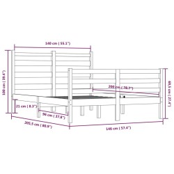 Cadre de lit sans matelas bois de pin massif 140x200 cm blanc 