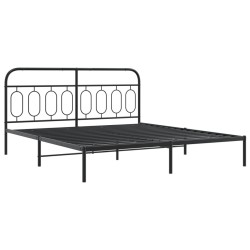 Cadre de lit métal sans matelas avec pied de lit noir 180x200cm 