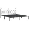 Cadre de lit métal sans matelas avec pied de lit noir 180x200cm 
