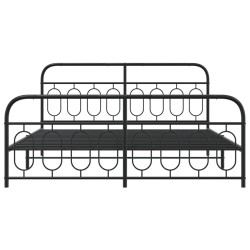 Cadre de lit métal sans matelas avec pied de lit noir 180x200cm 