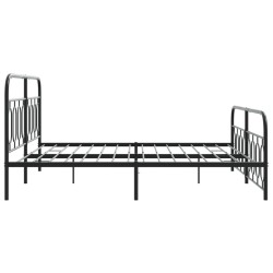 Cadre de lit métal sans matelas avec pied de lit noir 180x200cm 