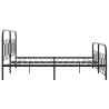 Cadre de lit métal sans matelas avec pied de lit noir 180x200cm 