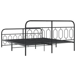 Cadre de lit métal sans matelas avec pied de lit noir 180x200cm 