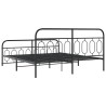 Cadre de lit métal sans matelas avec pied de lit noir 180x200cm 