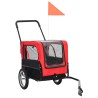 Remorque de vélo pour chiens et poussette 2-en-1 rouge et noir 