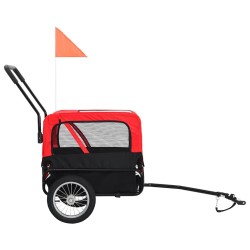 Remorque de vélo pour chiens et poussette 2-en-1 rouge et noir 