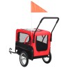 Remorque de vélo pour chiens et poussette 2-en-1 rouge et noir 