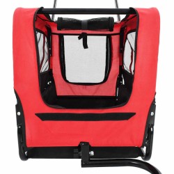 Remorque de vélo pour chiens et poussette 2-en-1 rouge et noir 
