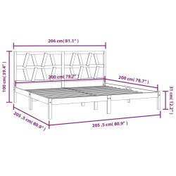 Cadre de lit sans matelas bois massif 200x200 cm 