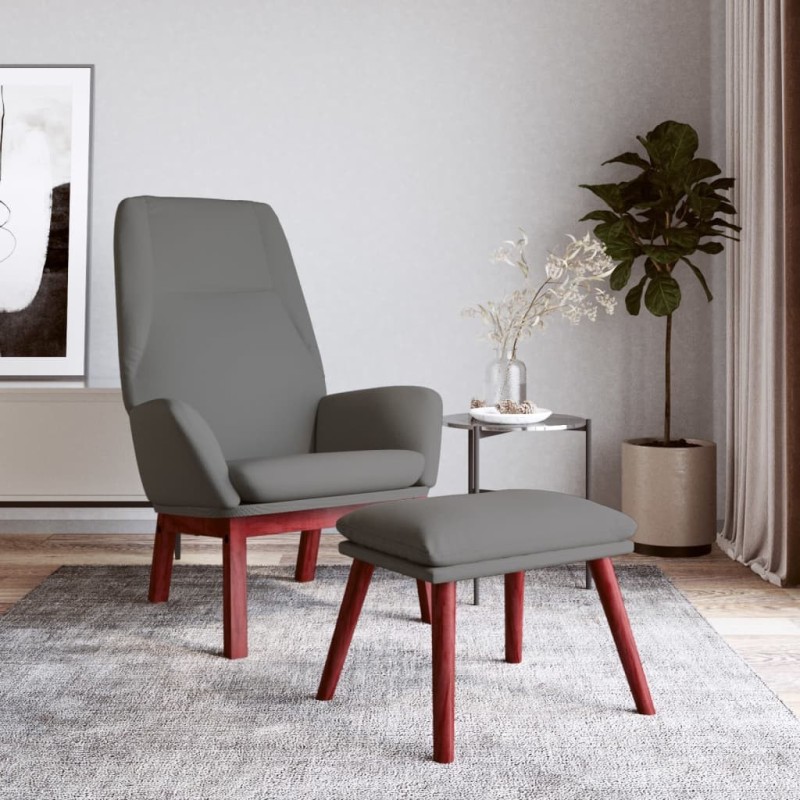 Chaise de relaxation avec repose-pied Gris clair Tissu 