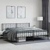 Cadre de lit métal sans matelas avec pied de lit noir 200x200cm 