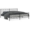 Cadre de lit métal sans matelas avec pied de lit noir 200x200cm 