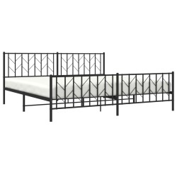 Cadre de lit métal sans matelas avec pied de lit noir 200x200cm 