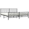 Cadre de lit métal sans matelas avec pied de lit noir 200x200cm 