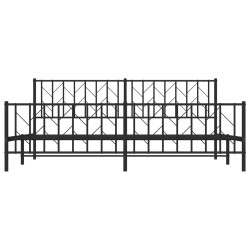 Cadre de lit métal sans matelas avec pied de lit noir 200x200cm 